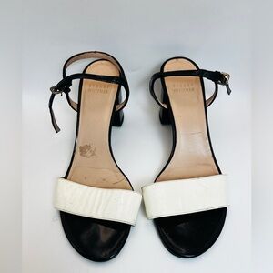 Stuart Weitzman patent black and white heel sandal 7.5
